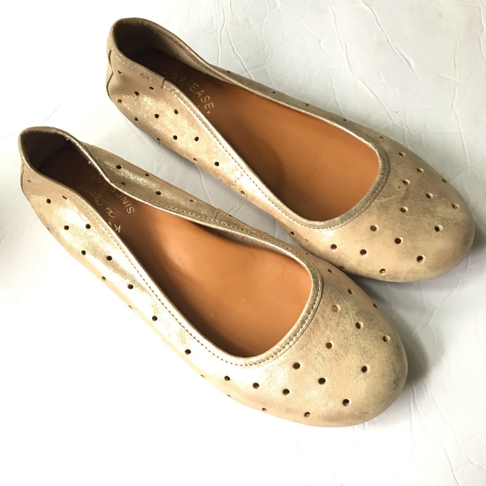 Kork Ease gold leather slip on flats size 8.5